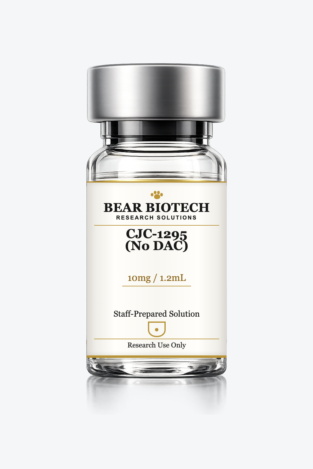 CJC-1295 (No DAC) 10mg/1.2mL staff-prepared solution · prepared by trained staff under documented, controlled laboratory conditions · bacteriostatic water included · process-dated research vial