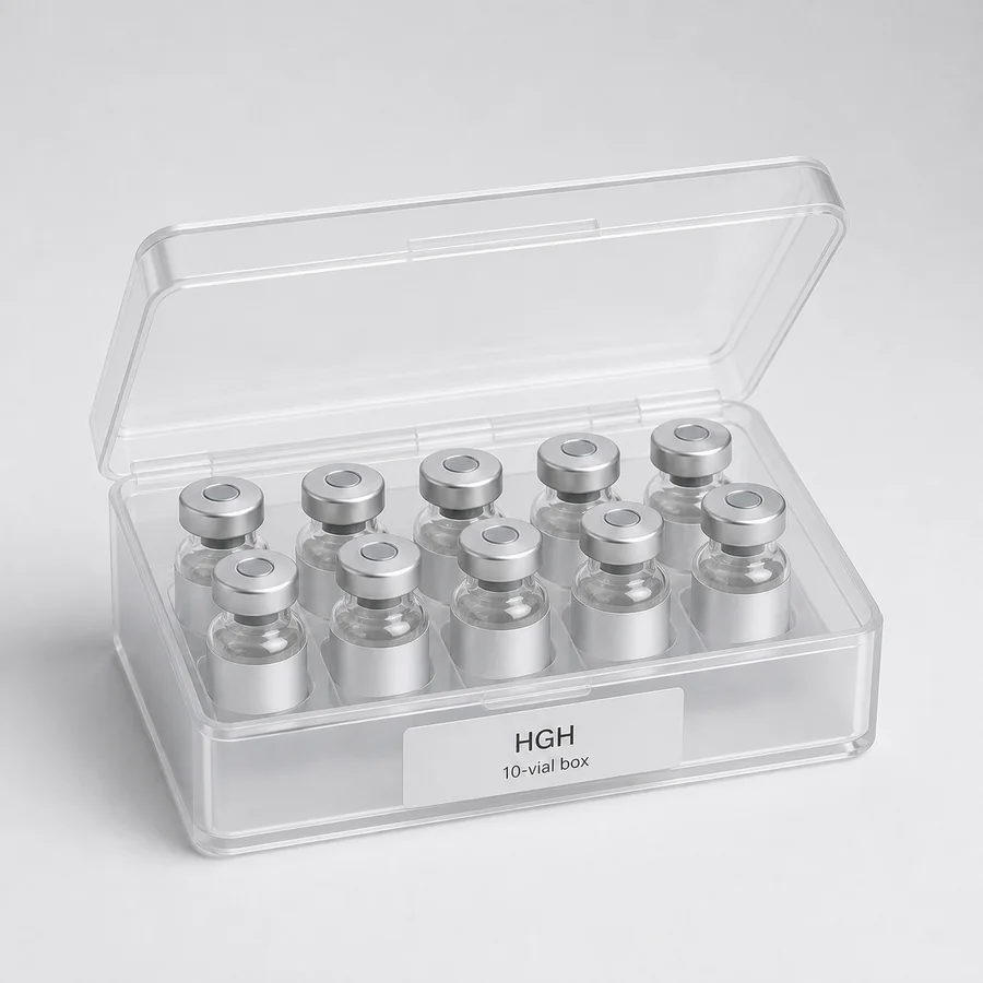 Generic ten-vial research box catalogue illustration